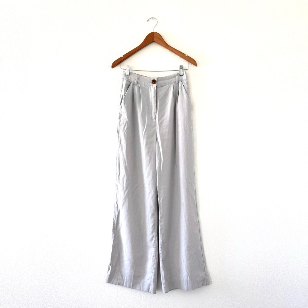 Danielle Bernstein by WEWOREWHAT High Rise Light Gray Trousers